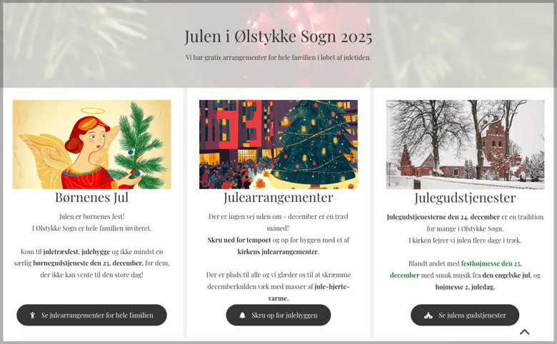 Oversigtsside for alle juleaktiviteter i Ølstykke Sogns