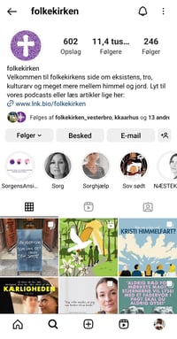 Instagram profil for Folkekirken.dk 
