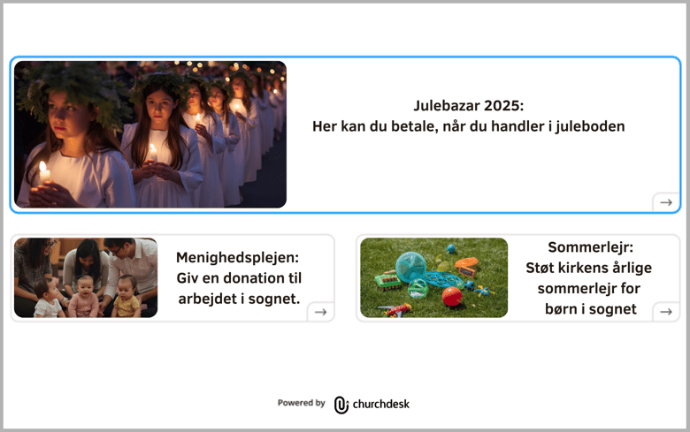 Startskærmen for betalingsterminalen med flere projekter