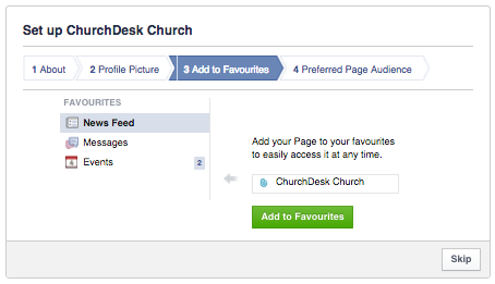 Add your Facebook page to your favorites