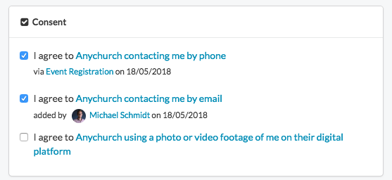 GDPR consent in ChurchDesk