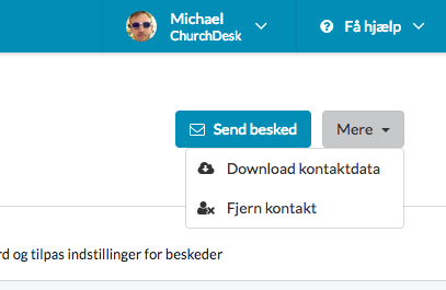 Eksporter data på en kontakt i ChurchDesk