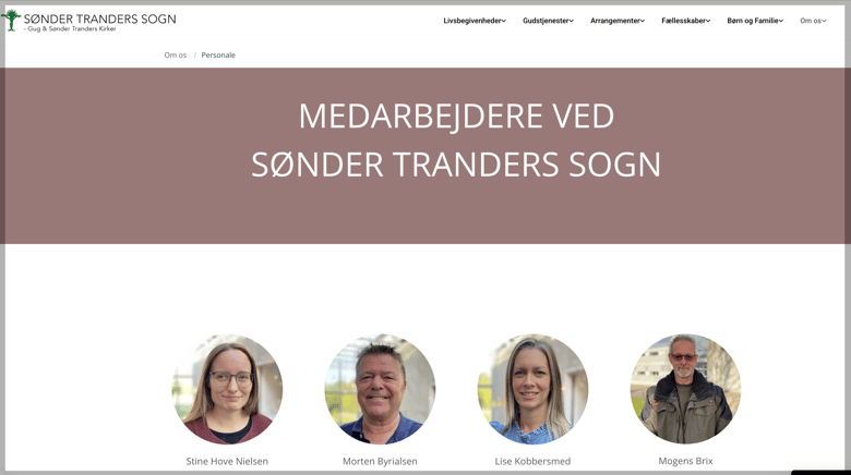 Underside med de ansatte i sognet