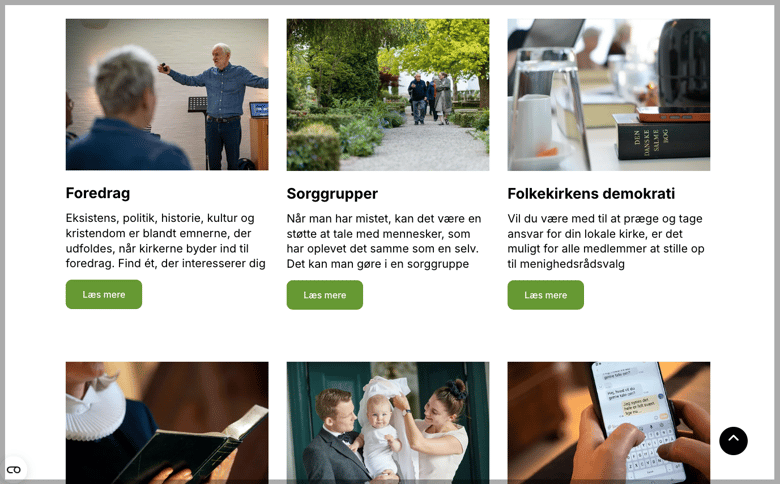 Korte beskrivende tekster og fotos af de mange tilbud, som er i Køge provstis kirker; eksempler på siden er foredrag, sorggruppe og menighedsråd