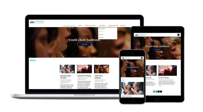 Responsive website designs for churches