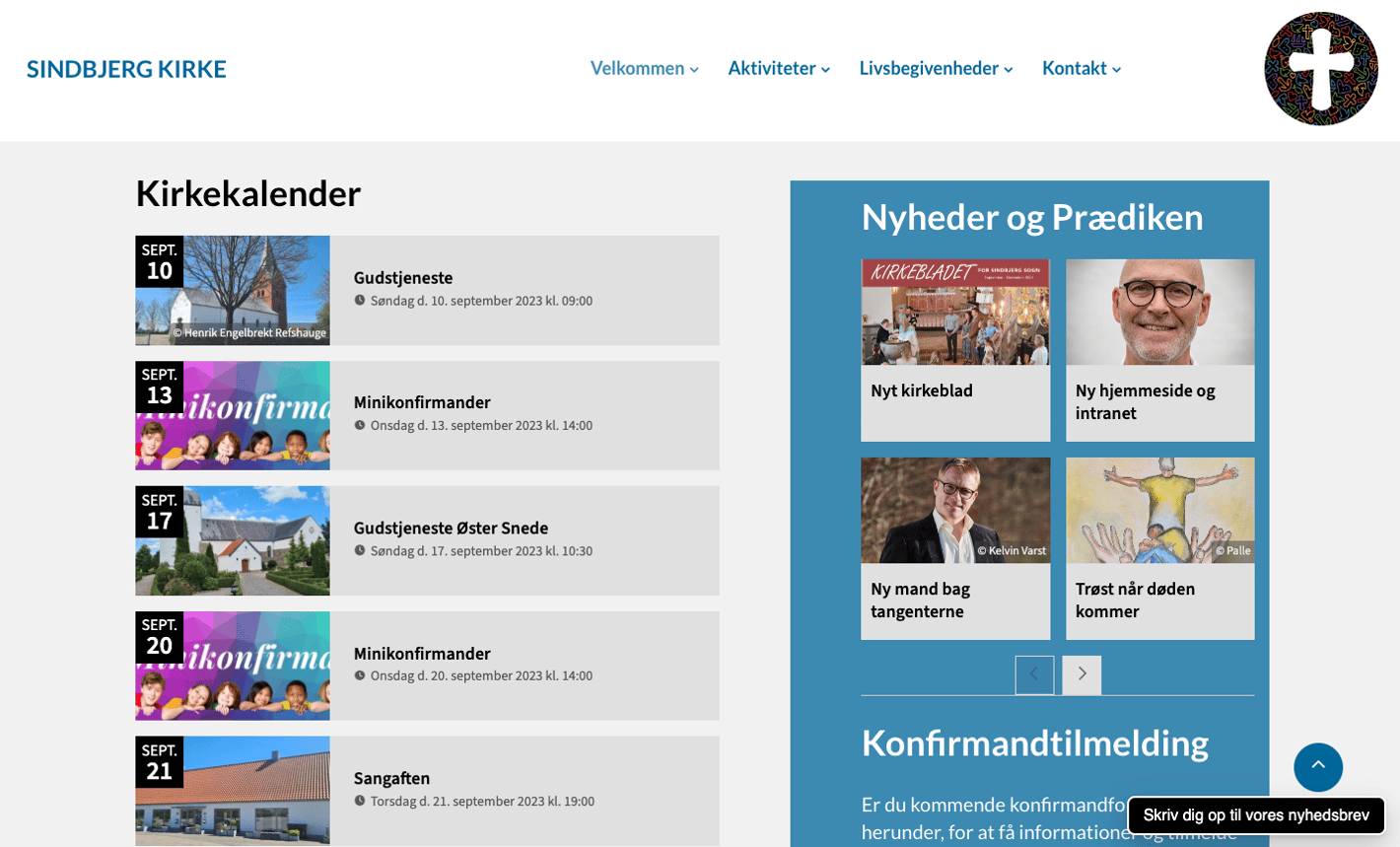 Sindbjerg kirkens hjemmeside