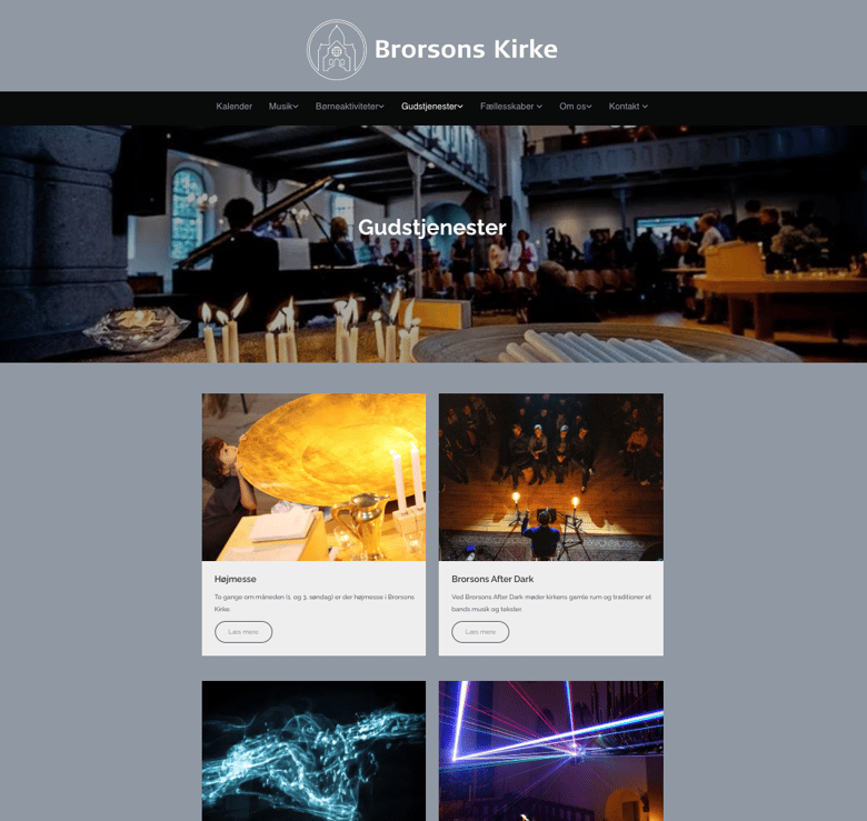 Gudstjenester på Brorsons hjemmeside