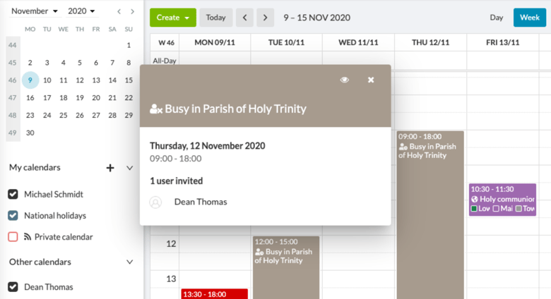 See when someone’s busy in another ChurchDesk Parish