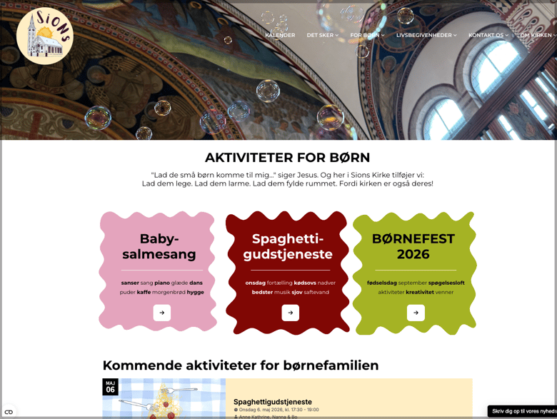 Undersiden for børneaktiviteter