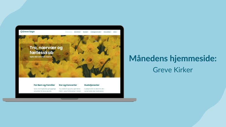 Computerskærm med hjemmesiden for månedens vinder