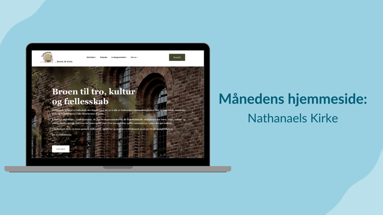 Computerskærm viser Nathanaels kirkens hjemmeside
