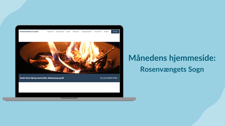 Computerskærm med vinderens hjemmeside ved siden af vinderens navn som titel