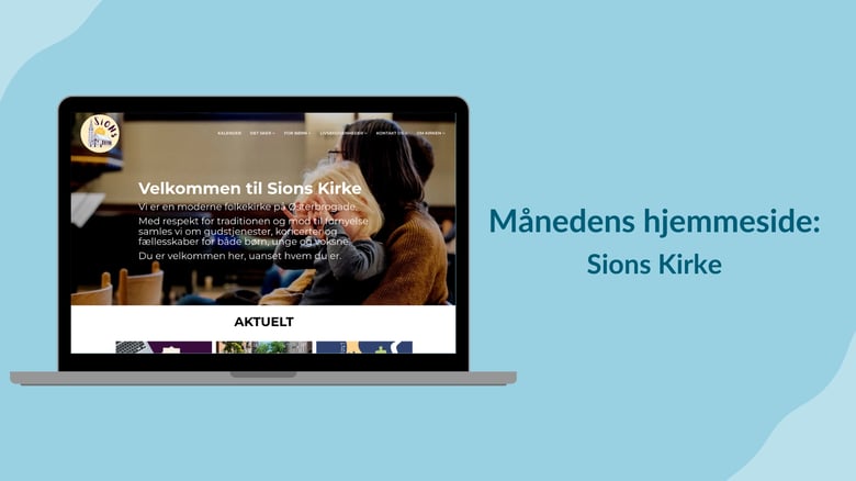 En computerskærm med vinderens hjemmeside på