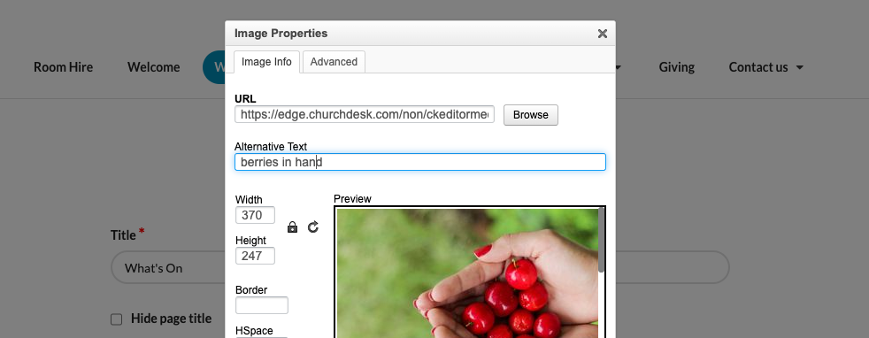 Add alt text to images in ChurchDesk