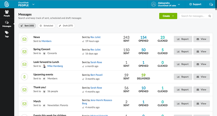 New feature: Reporting on messages