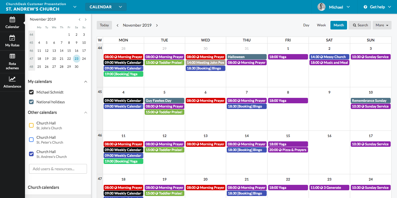 Get a better overview with the new and powerful ChurchDesk Calendar